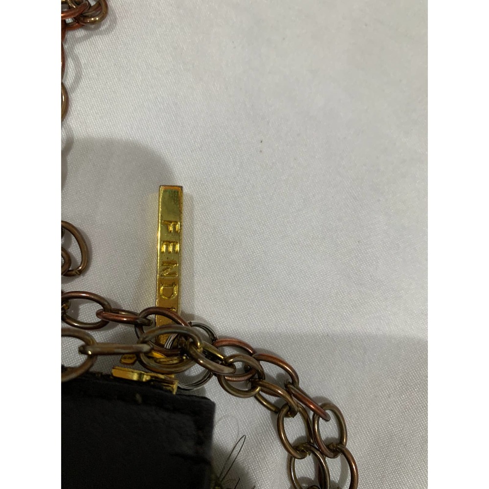 FENDI Selleria 1925 Bag Nylon Brown with Chain Made in Italy - Picture 16 of 16